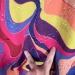 Nicole Miller  Womens Abstract Blouse Sz 3X‎ Colorful Retro V-Neck Puff Sleeve Photo 7