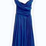 FUZZI XS Dark Blue Strapless Ruched Chiffon Designer Dress Photo 1