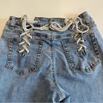 SheIn Lace Up Back Denim Jeans Women’s Size 27” Straight Leg Light Wash Y2K Photo 3