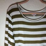 LuLaRoe Dress Cream & Tan Striped Georgia Dress Sz 3X NWT Ruffled Skirt Long Slv Photo 4