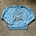 American Eagle  Blue Skeleton & Floral Graphic Crewneck Sweatshirt Size XS Photo 4