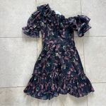 Ted Baker NWT $295 Navy and Pink Cold Shoulder Ruffle Floral Dress Sz 0 Photo 3