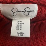 Jessica Simpson  Cropped Sweater Red Chunky Knit Bobble Knit Sleeves Size Medium Photo 8