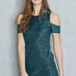 Topshop NWT Dress Womens 2 Blue Glitter Sparkly Shimmer Cold Shoulder Party Y2K Photo 0