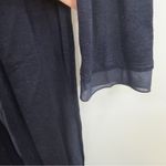 Theory  Long Maxi Cardigan Navy Wool Silk Trim Open Front Sweater Small Photo 3