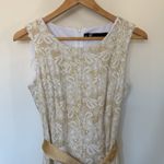 Leslie Fay Ivory Lace Dress‎ Size 6 with Gold Bow Accent Formal Party Bridal Photo 9