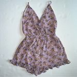 Audrey 3+1 backless floral purple romper size large new Photo 0