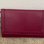 Neiman Marcus NWT saffiano dark pink leather cell phone flip Wallet wristlet Photo 0