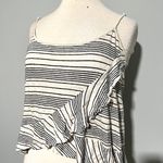 BB Dakota White Navy Blue Striped Linen Tank Top Photo 1