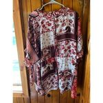 Maurice's Floral Patchwork Kimono‎ Cardigan Burgundy White Beach Cover Up Boho Summer Wrap Photo 1