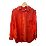Faherty  Laguna Linen Relaxed Shirt Poppy Red Coastal Beach Womens XS Oversized Photo 2