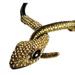VTG 80s Egyptian Revival Snake Cleopatra Choker Necklace Gold/Leather Rhinestone Gold Photo 2