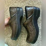 Dansko  Paisley Engraved Brown Leather Clogs Photo 1