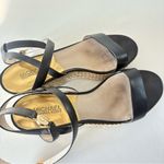 Michael Kors  Women’s Black Leather Wedge Platform Sandals Ankle Strap Size 9.5 M Photo 9