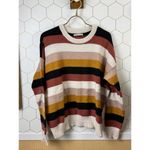 Active USA  Neutral Color Block Striped Knit Boxy Fit Sweater - Size - Large Photo 4