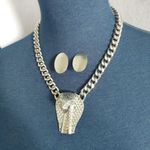 Bold Silver Statement 3D Cobra Snake Necklace Set Photo 0