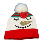 Christmas snowman Knit Hat with Pom Green Photo 0