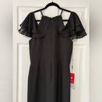 JJ's House  Black Chiffon Off The Shoulder Mini Bridesmaid Dress Size 14 NWT Photo 5