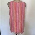 W5 Pink and Orange Striped Sleeveless Top with Tassels Photo 3