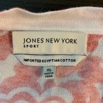 Jones New York Sport Coral White Floral Egyptian Cotton Cardigan Sweater XL Red Photo 2