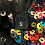 Endless Rose  S Multicolored Sequin Top long sleeve shoulder pads lined disco Photo 9