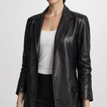 DERO by Rocco D’Amelio Black Genuine Leather Blazer Jacket Women’s Size M Size M Photo 0