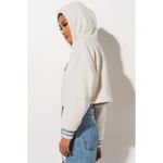 Champion  Cream Faux Fur Varsity C Cropped Soft Pullover Hoodie Size Large Photo 5