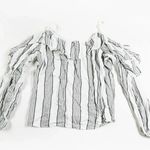 Parker Long Sleeve Off The Shoulder Flirty Ruffle Ultra Soft Striped Blouse Top Photo 3