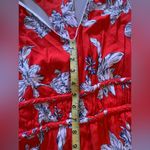 Japna  red floral maxi dress  small area at back and bottom elastic wais  long L Photo 7