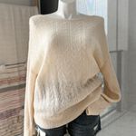 ZARA Beige Pointelle Wool Blend Boat Neck Oversized Pullover Sweater XS-S Photo 0