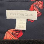 Charter Club Butterfly Pleated Button Down Sleeveless Top Blouse Navy Blue L Photo 4