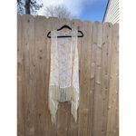 Cato  Size Large‎ Sleeveless Cardigan Fringe Paisley Light Pale Yellow Boho Photo 2