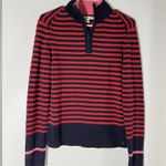 Tommy Hilfiger VTG Women Sweater 1/4 Zip Sz L Red Blue Striped Made In Japan Photo 0