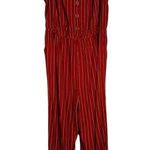 Torrid  Brick Red Striped Challis Wide Leg Jumpsuit Womens 1X Tie Waist Boho Photo 2