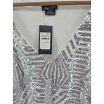 City Chic  Bright Lights Sequin V Neck Long Sleeve Mini Dress White Silver XL 22 Photo 3