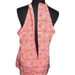 Michael Kors Coral Halter Circle Geometrical Fitted Tank with Gold Metal Studs Photo 2