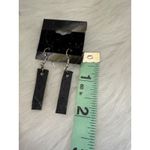 Blue Diamond Embossed Southwest Handmade Leather Dangle Earrings Black Photo 3