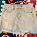 American Eagle AEO 2 Light Wash Raw-Hem Denim Mini Skirt Photo 5