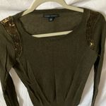 Banana Republic :Olive green/gold accents on shoulders- Scoop neck-Pima cotton-XS Photo 13