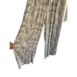 SaltyLemon Leaf Print Wide Leg Elastic Waist Casual Pants Size Large Palazza Gray Photo 6
