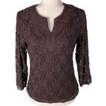Coldwater Creek Vintage Y2K Lace Top Size Small Chocolate Brown Fairy Grunge Photo 0