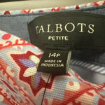 Talbots Canvas Cotton A Line Skirt Red Blue Mediterranean Print Size 14P NWT Photo 5