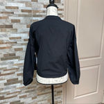 TINSEL cotton black crop button down shirt floral embroidered Sz M Size M Photo 3