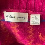 Vintage 90s Mohair Wool Oversized Sweater S Pink Cable Knit V Neck Long Sleeve Photo 5