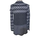 Leo & Nicole Black and White Geometric Knit Fringed Cardigan Sweater Size Small Photo 1