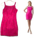 90's vintage 100% silk pink flower mini cynthia howie dress 4 small petite Size 4P Photo 4