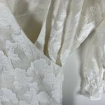 Tanya Taylor Top Womens 6 White Sleeveless Wrap Shirt Tie Embroidered Floral Photo 2