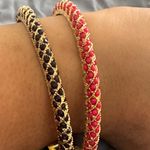 Lilly Pulitzer Bangles Set Of 2 Pink/ Black Gold tone Photo 2