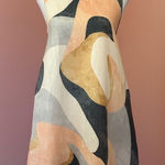 Rachel Zoe 100% linen abstract earth tones boho shift dress pockets NWOT Small Photo 0