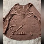 Free People  Bell Sleeve Boho Tunic Top Cinnamon‎ Stretchy Soft Size Xsmall Photo 2
